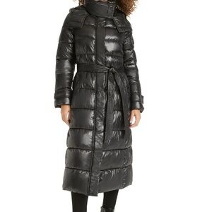Karl Lagerfeld Shiny Black Long Puffer Coat